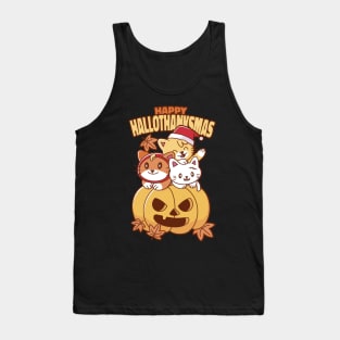 Festive Feline Trio Cheer Tank Top